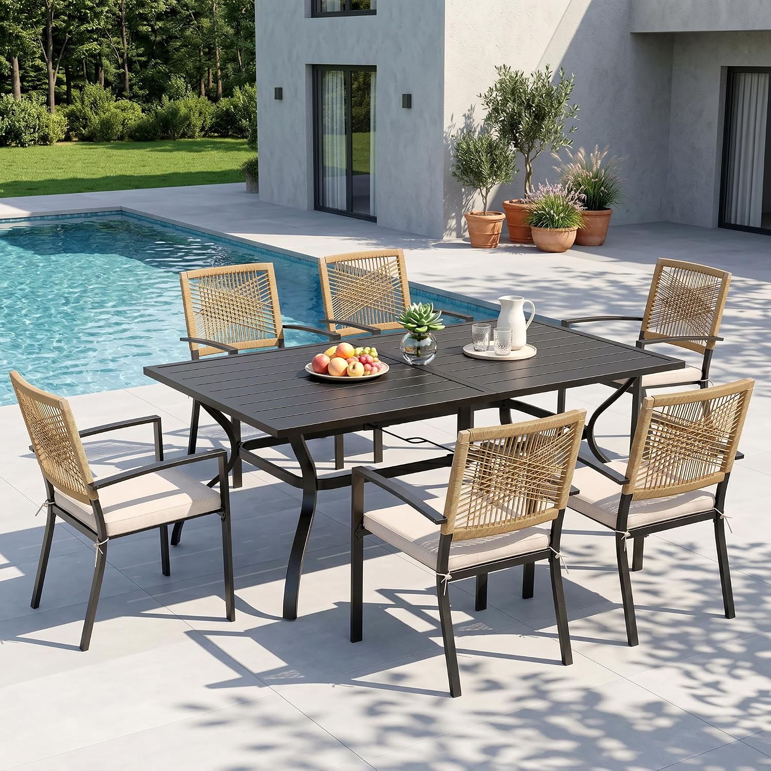 Outdoor Furniture Dining Set - Set Meja Makan Teras 7pc, Meja