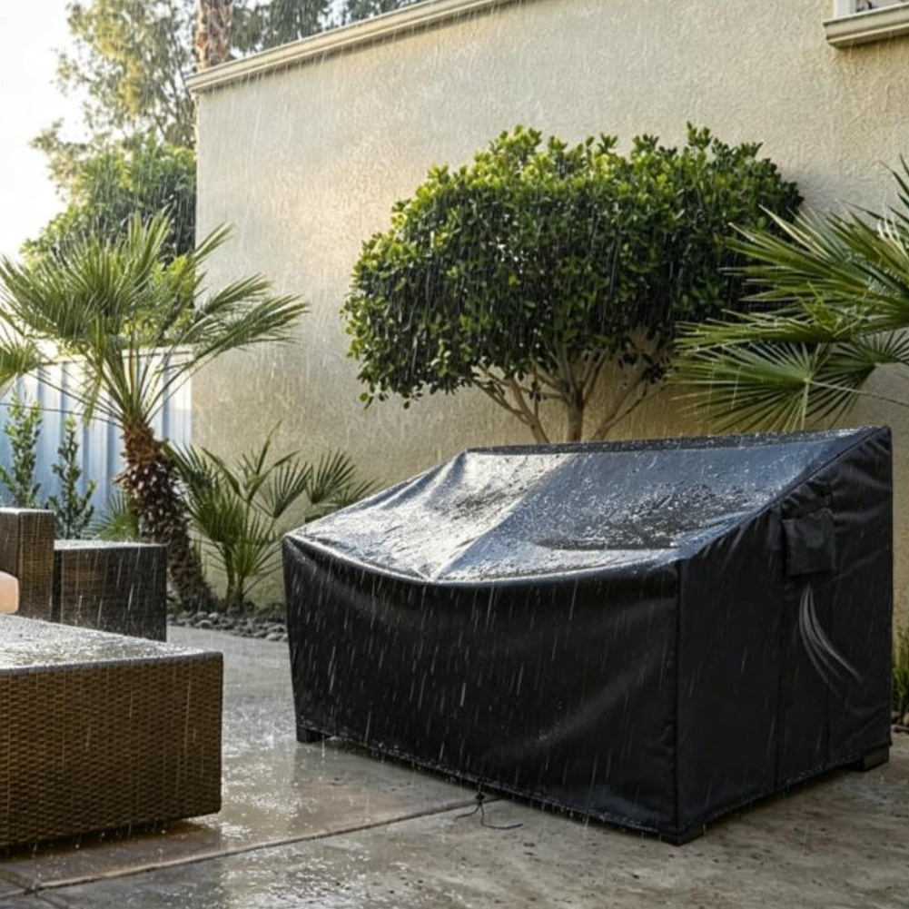 Outdoor Furniture Black - Penutup Sofa Patio Tahan Lama Anti