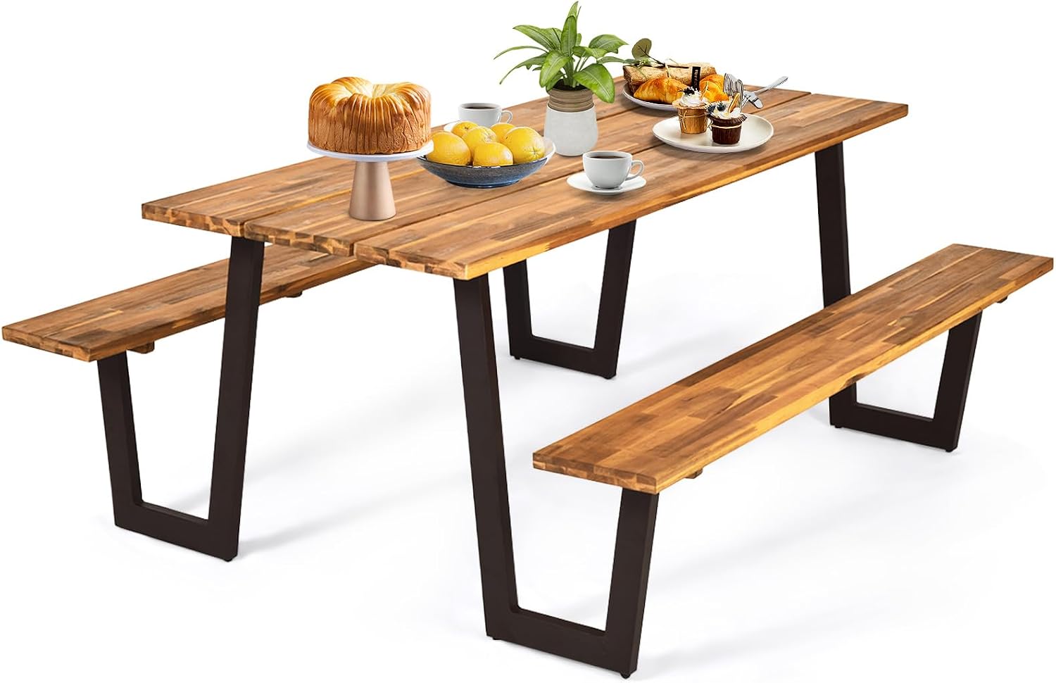 Outdoor Furniture Dining Set - Set Meja dan Bangku Piknik Kayu