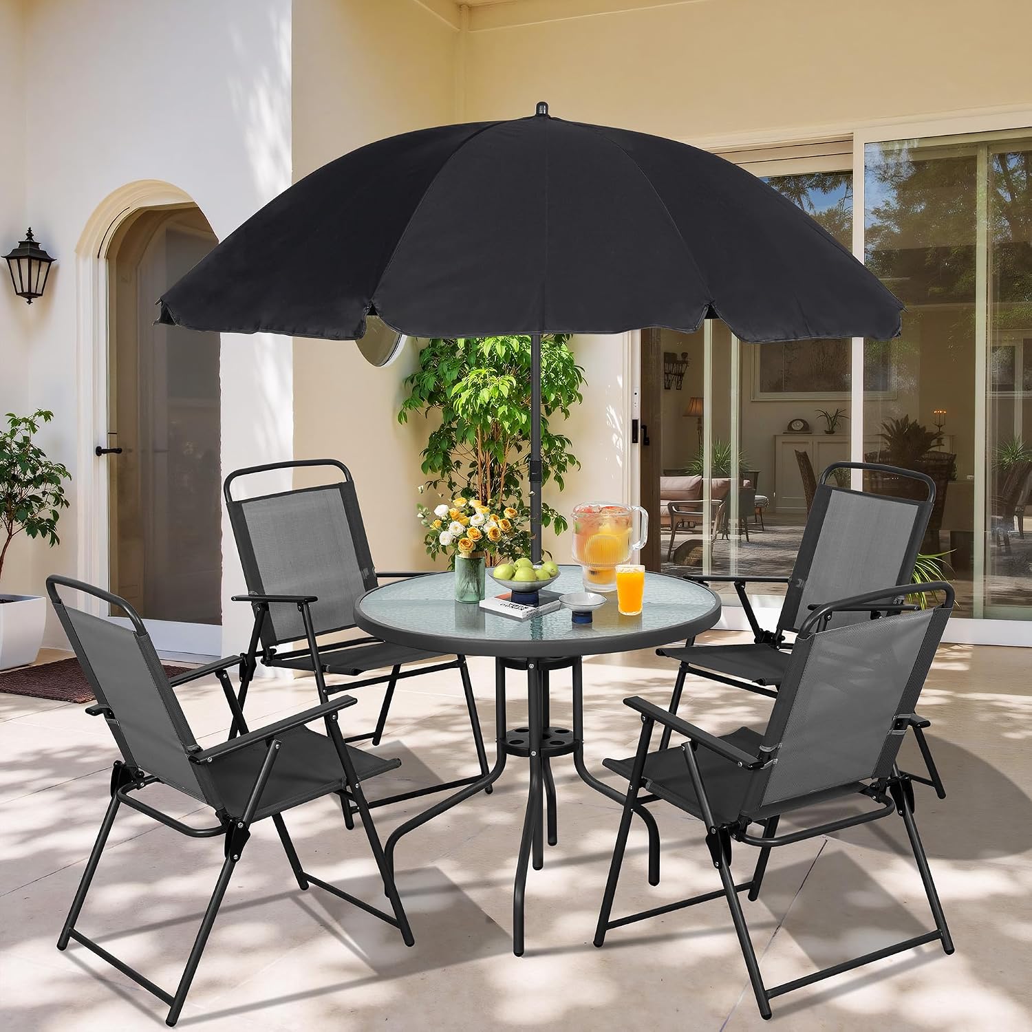 Outdoor Furniture Dining Set - Set Meja Makan Teras Logam, Kursi