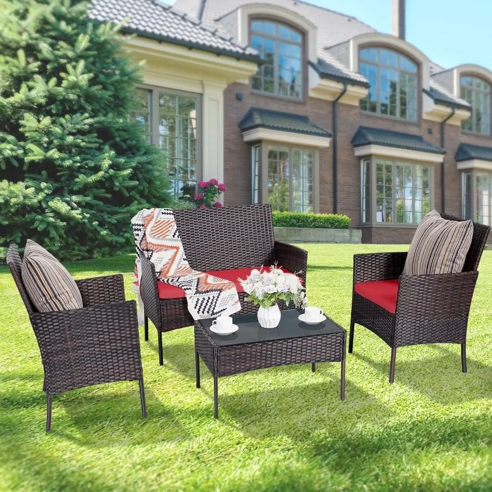 Outdoor Furniture Loveseat - Set 4 Buah Set Perbualan Santai