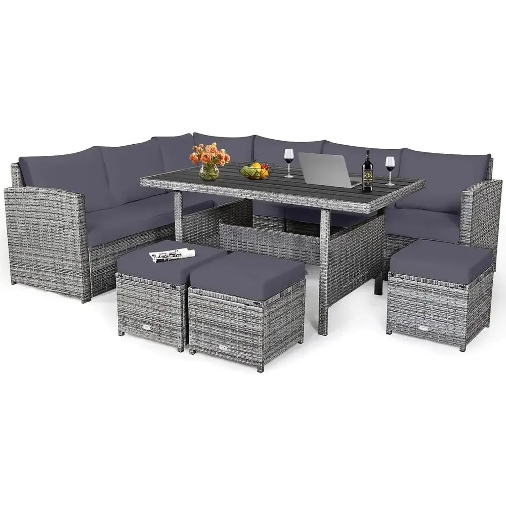 Outdoor Furniture Dining Set - Set Furnitur Patio Rotan 7-Potong Warna