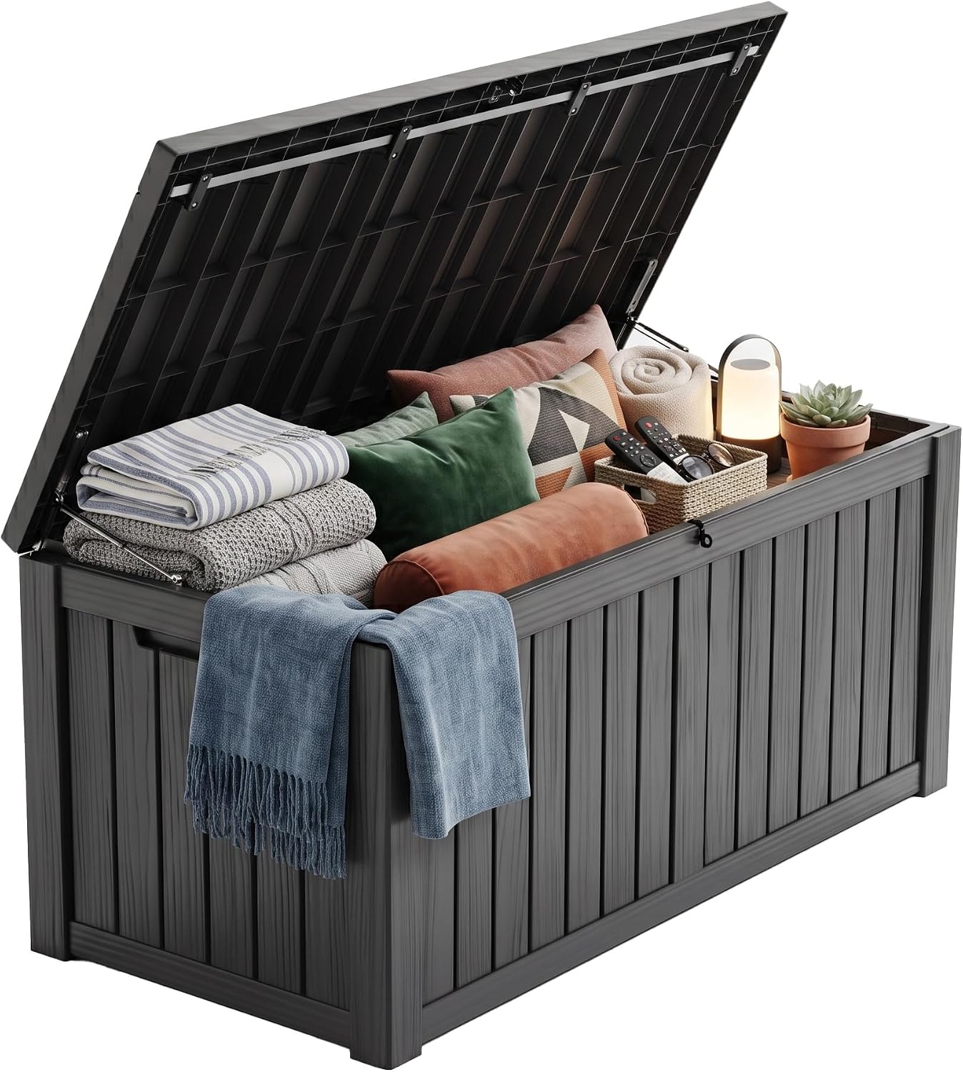 Outdoor Furniture Black - Kotak Penyimpanan Resin 200 Galon yang