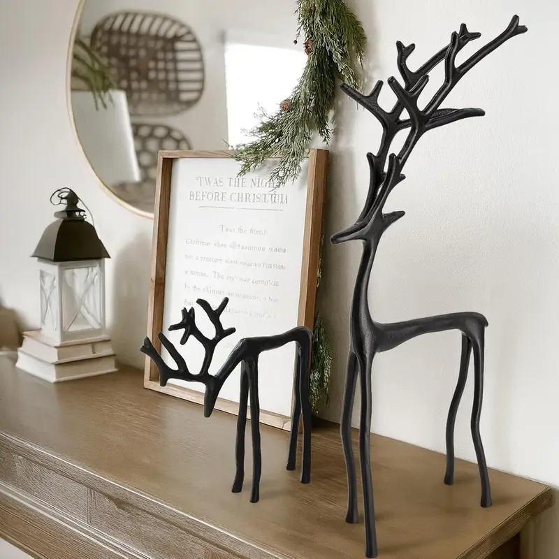 Outdoor Furniture Black - 1 buah Patung Rusa Natal Hitam