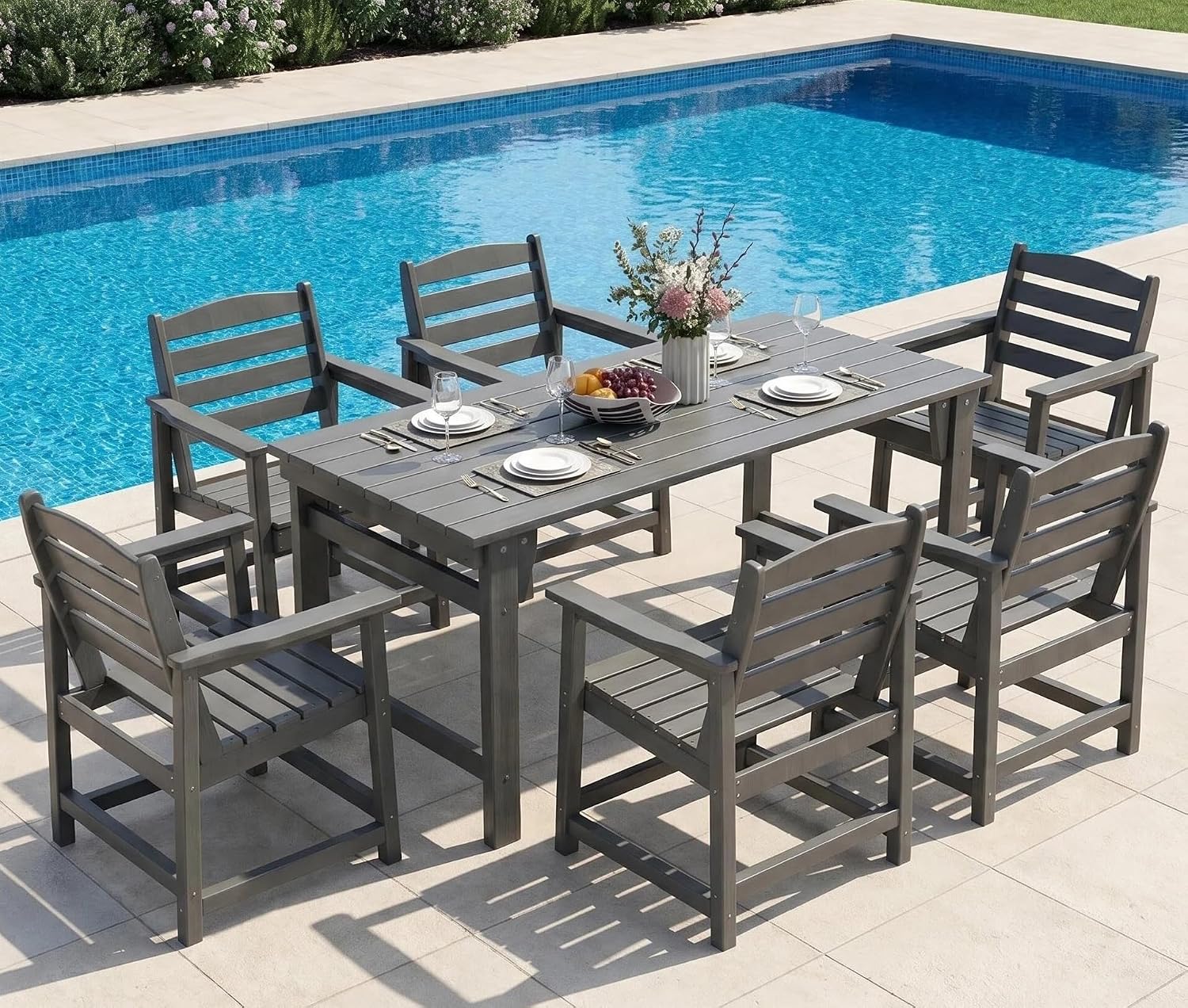 Outdoor Furniture Dining Set - Set Meja Makan Luar Ruangan 7-Potong,
