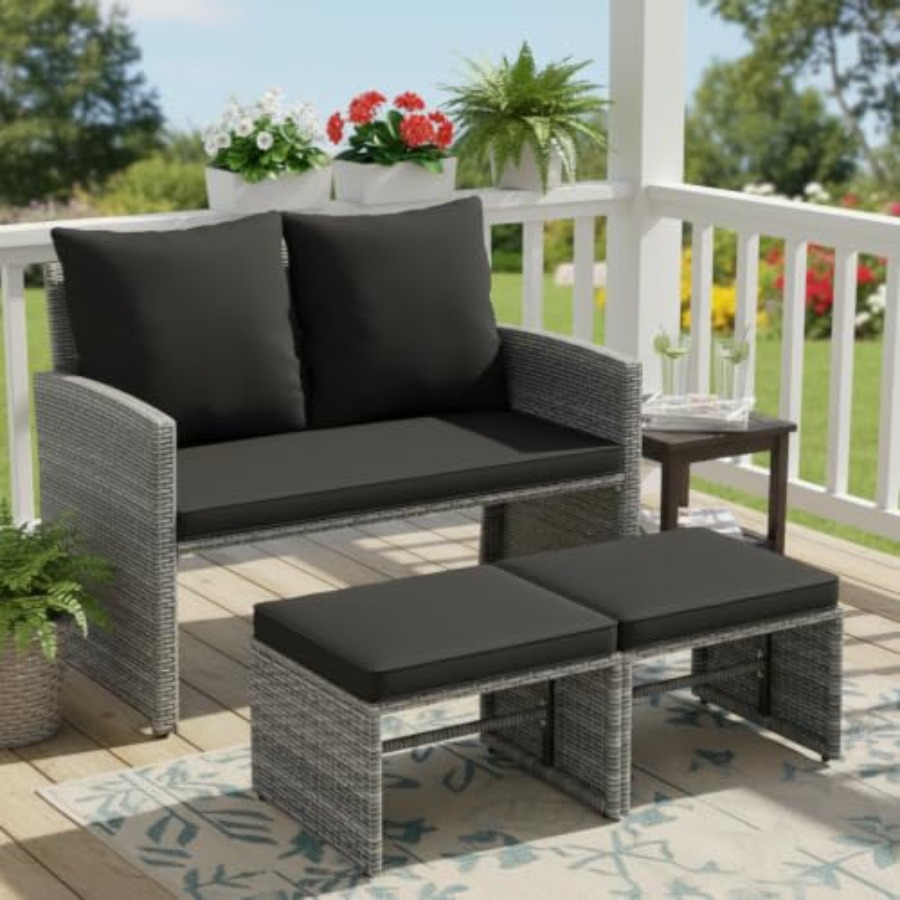 Outdoor Furniture Loveseat - Kursi Santai Luar Ruangan dengan 2