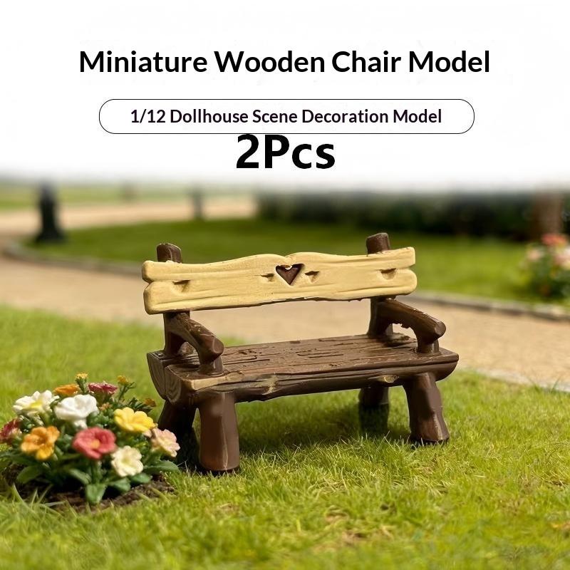 Outdoor Furniture Material - 2 Buah 1/12 Miniatur Bangku Furnitur