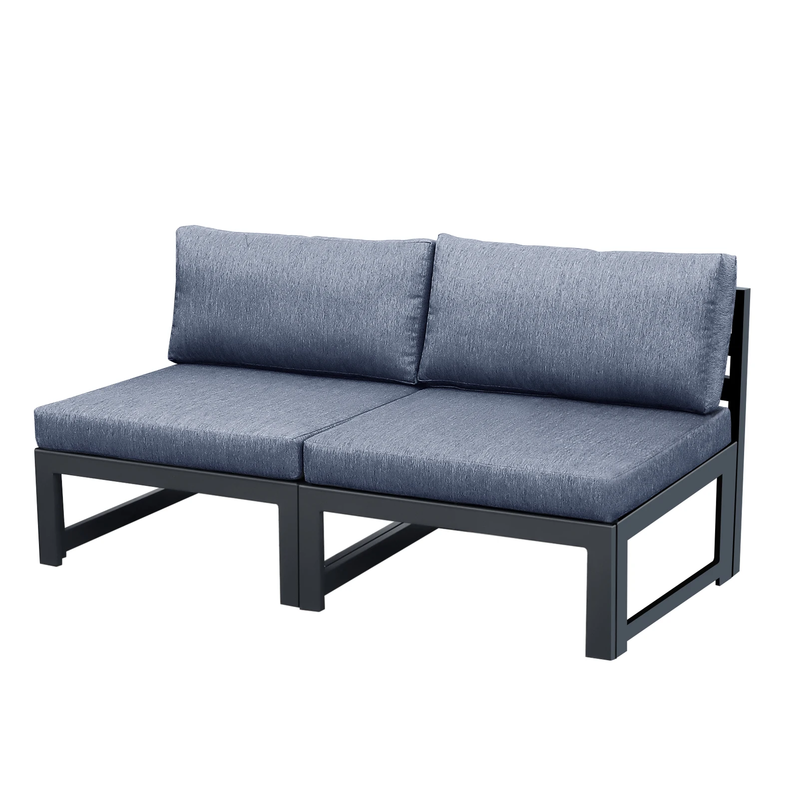 Outdoor Furniture Loveseat - Set Sofa Seksional Patio Tanpa Sandaran