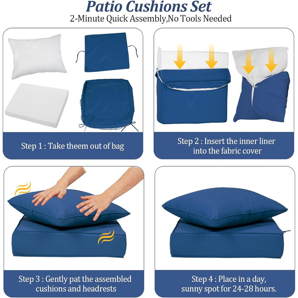 Set 4 Bantalan Kursi Dalam Rua - Outdoor Furniture For Patio ulasan dan harga