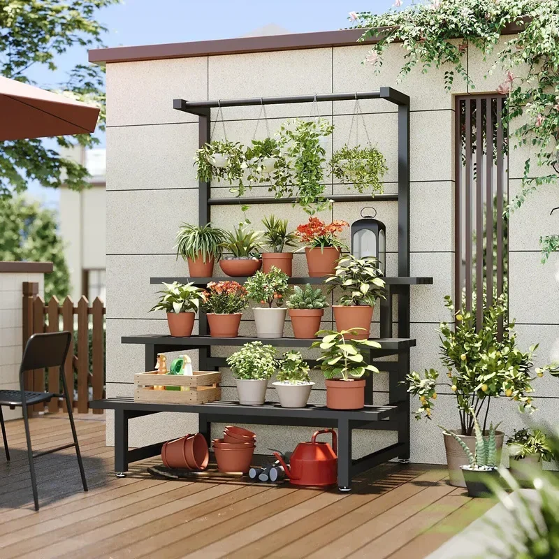 Rak tanaman tampilan berjenjan - Outdoor Furniture Black ulasan dan harga