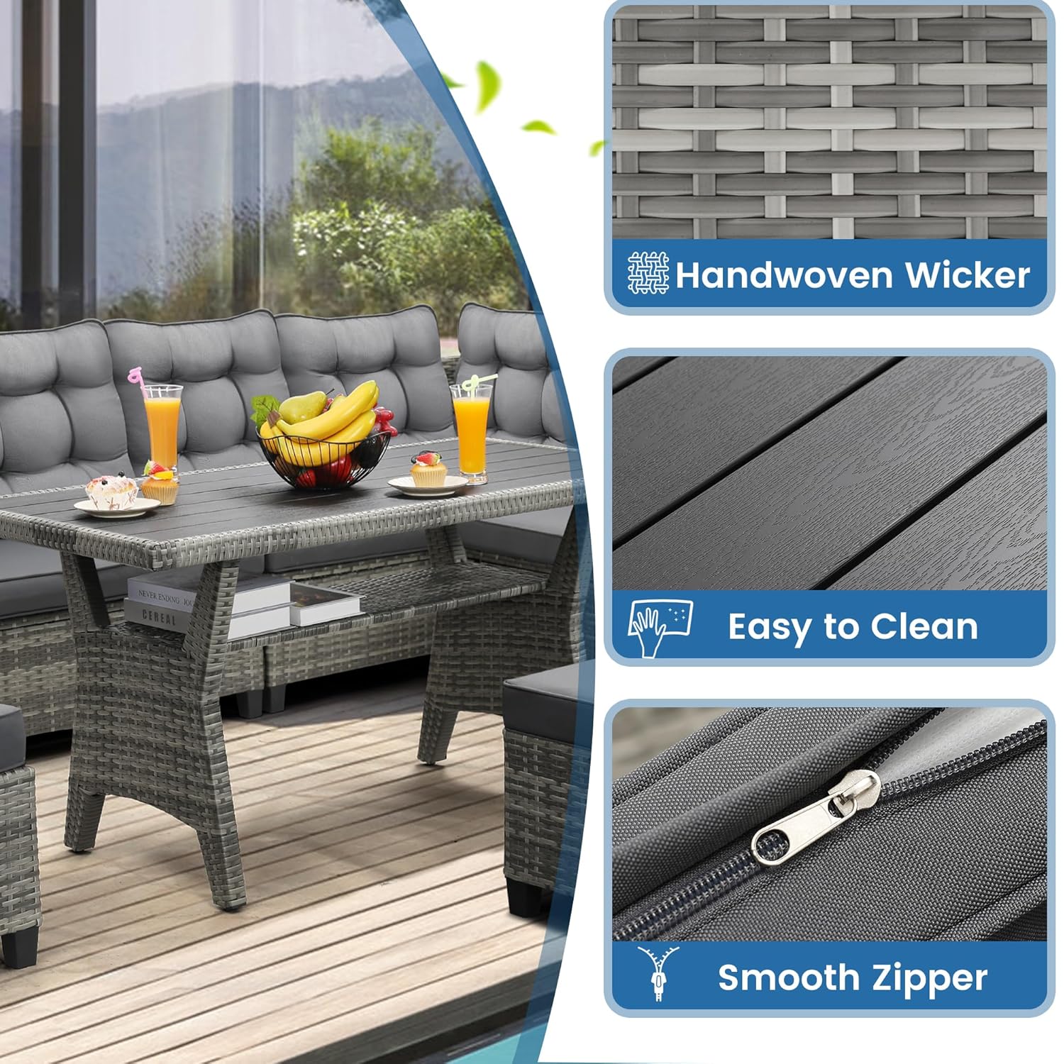 Set Furnitur Teras 6 Buah, Set - Outdoor Furniture Dining Set ulasan dan harga