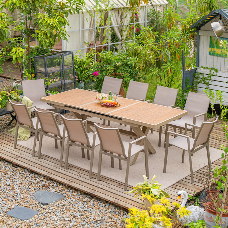 Set Meja Taman Aluminium Moder - Outdoor Furniture Dining Set ulasan dan harga