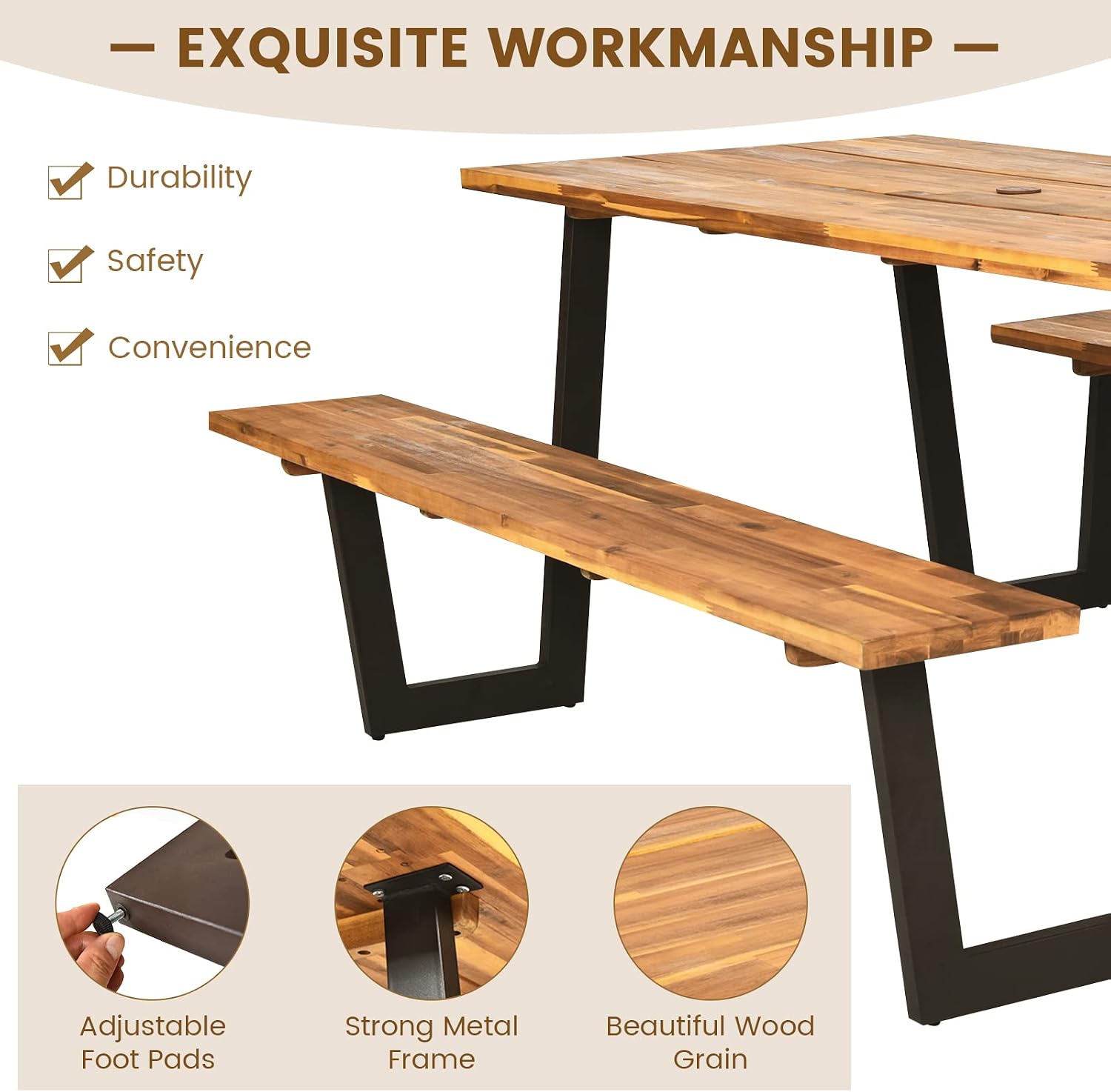 Set Meja dan Bangku Piknik Kay - Outdoor Furniture Dining Set ulasan dan harga