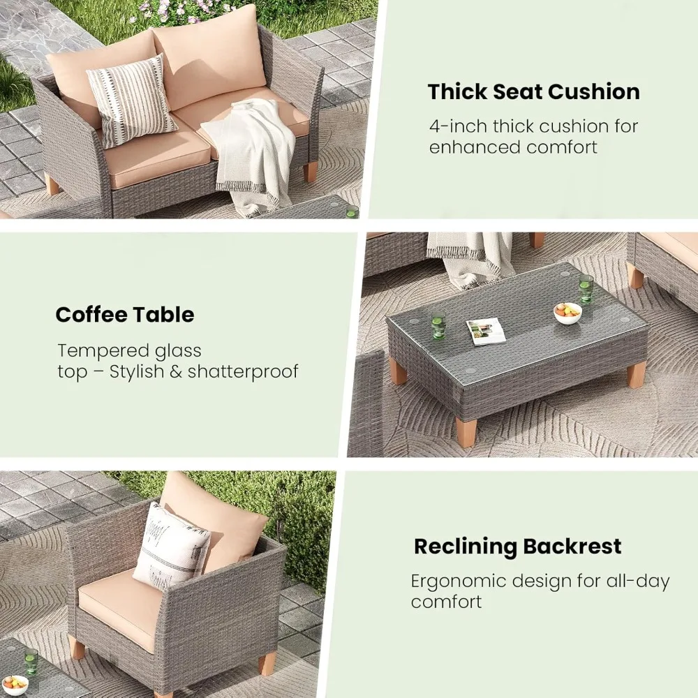 Set Furnitur Teras 5 Bagian, F - Outdoor Furniture Loveseat ulasan dan harga
