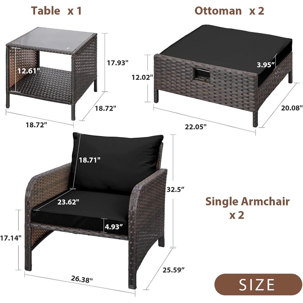 Set Furnitur Balkon 5 Buah, Se - Outdoor Furniture No Cushions ulasan dan harga