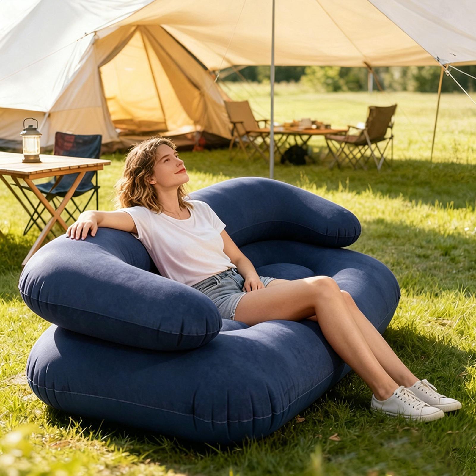 Sofa Angin Tiup Ganda Dua Dudu - Outdoor Furniture Material ulasan dan harga
