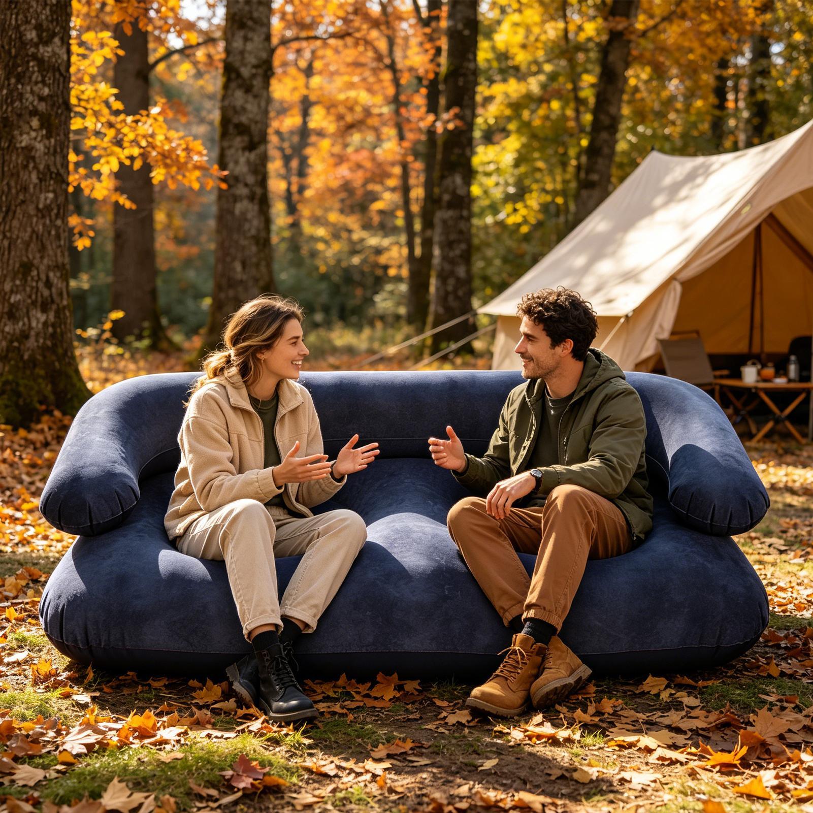 Sofa Angin Tiup Ganda Dua Dudu - Outdoor Furniture Material ulasan dan harga