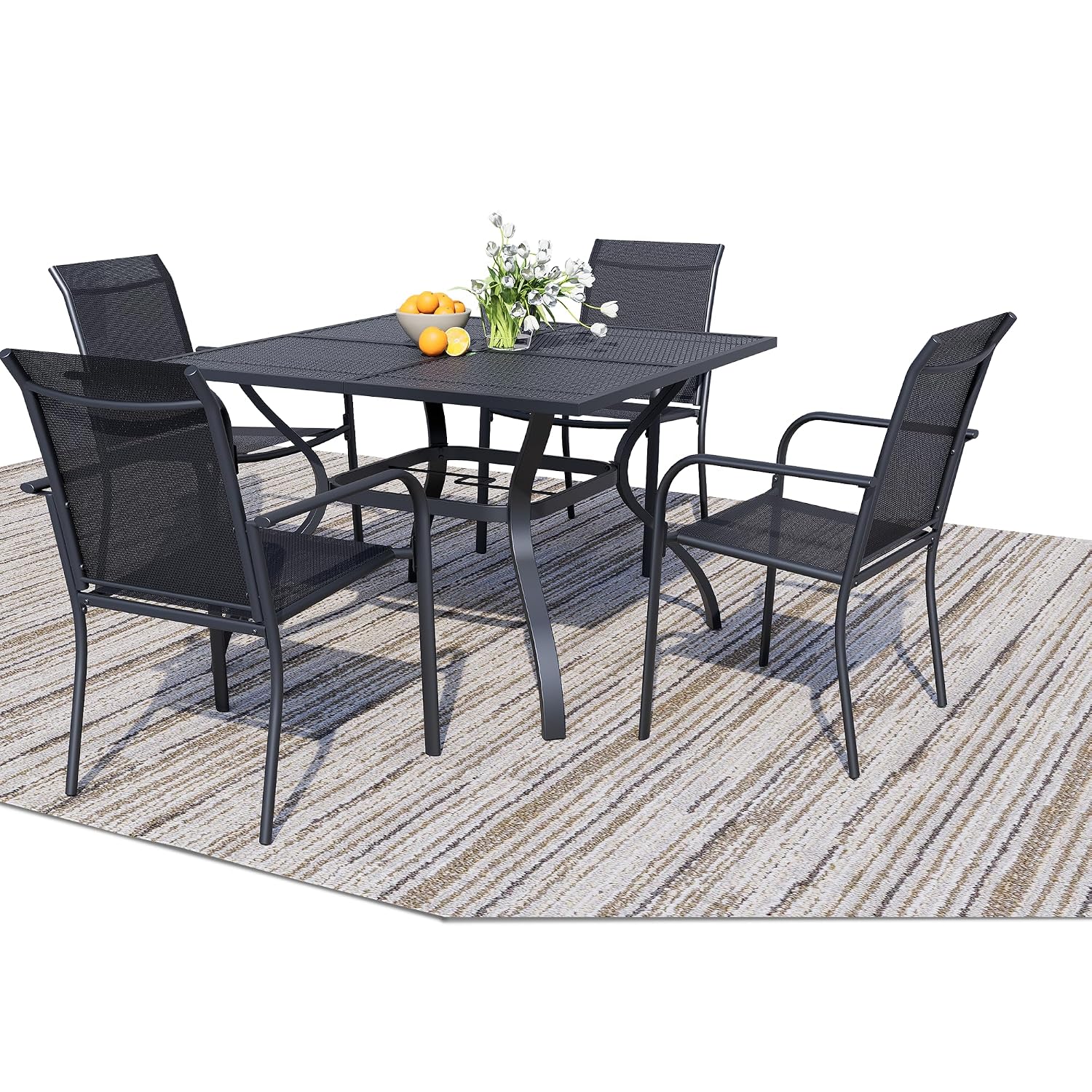 Set Meja Makan Teras 5-Potong, - Outdoor Furniture Dining Set ulasan dan harga