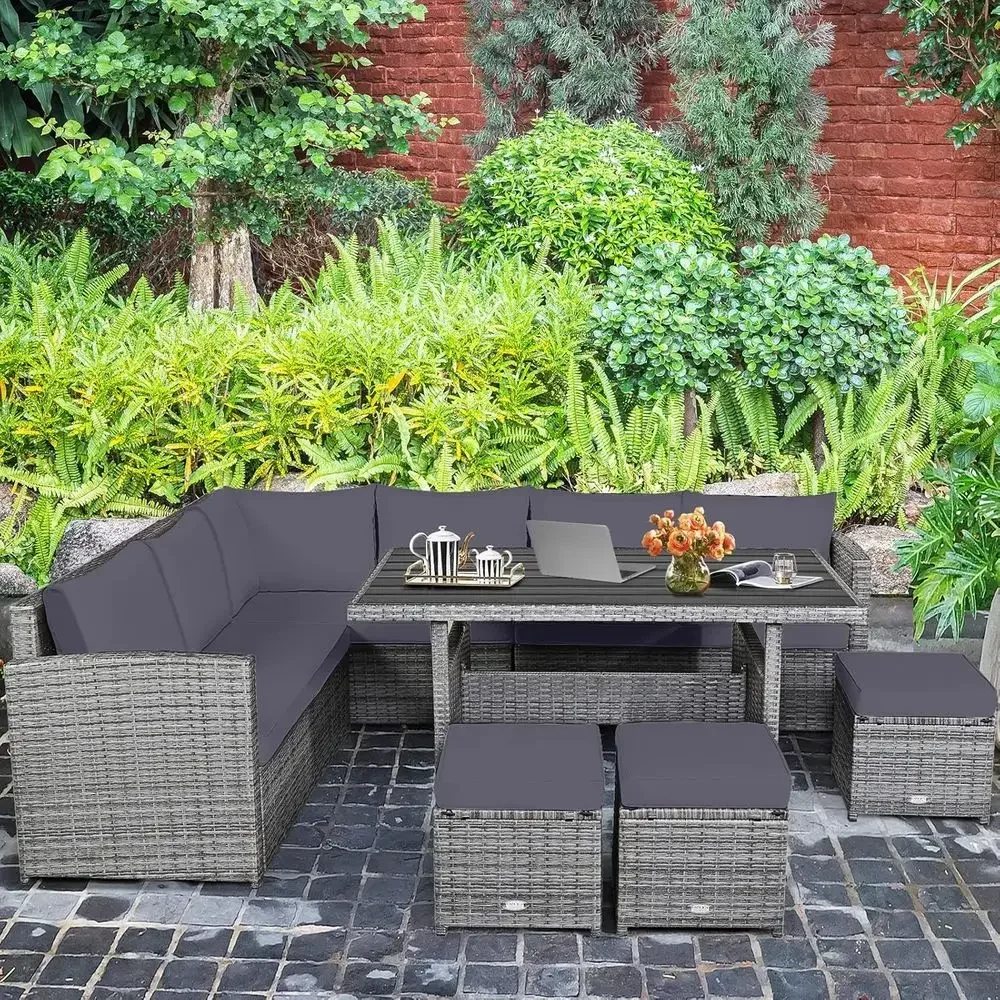 Set Furnitur Patio Rotan 7-Pot - Outdoor Furniture Dining Set ulasan dan harga