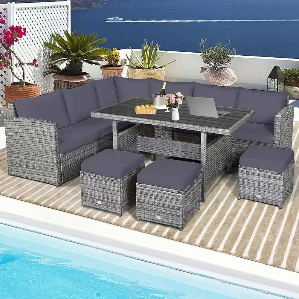 Set Furnitur Patio Rotan 7-Pot - Outdoor Furniture Dining Set ulasan dan harga