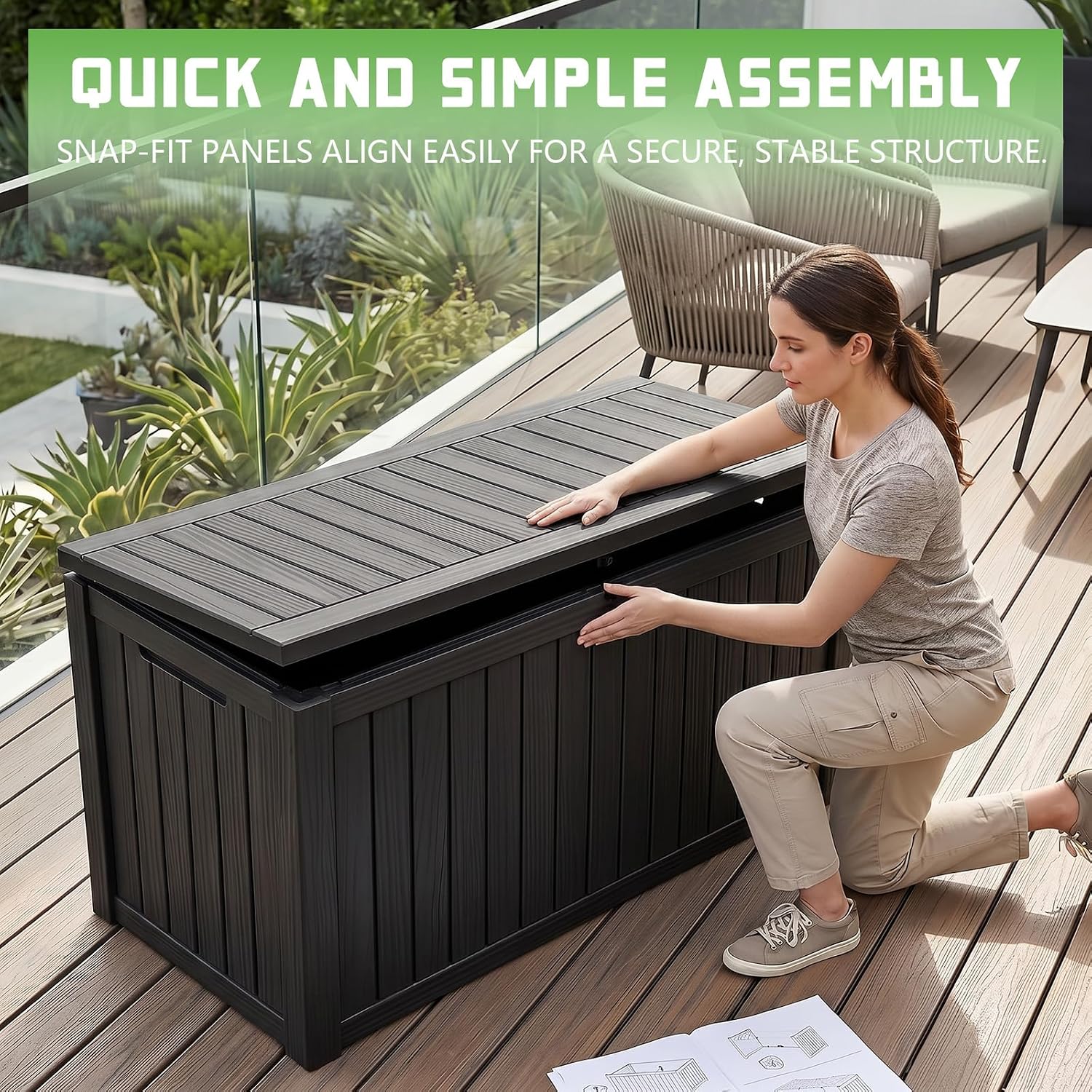 Kotak Penyimpanan Resin 200 Ga - Outdoor Furniture Black ulasan dan harga