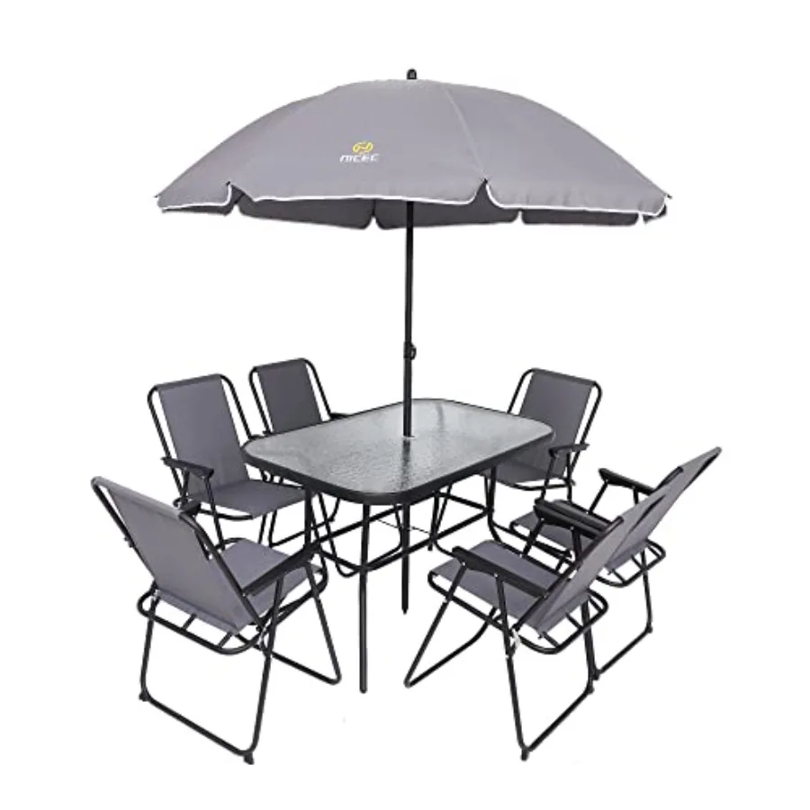 8 Pcs Set Meja Makan Teras, Se - Outdoor Furniture Dining Set ulasan dan harga