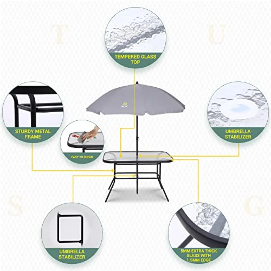 8 Pcs Set Meja Makan Teras, Se - Outdoor Furniture Dining Set ulasan dan harga