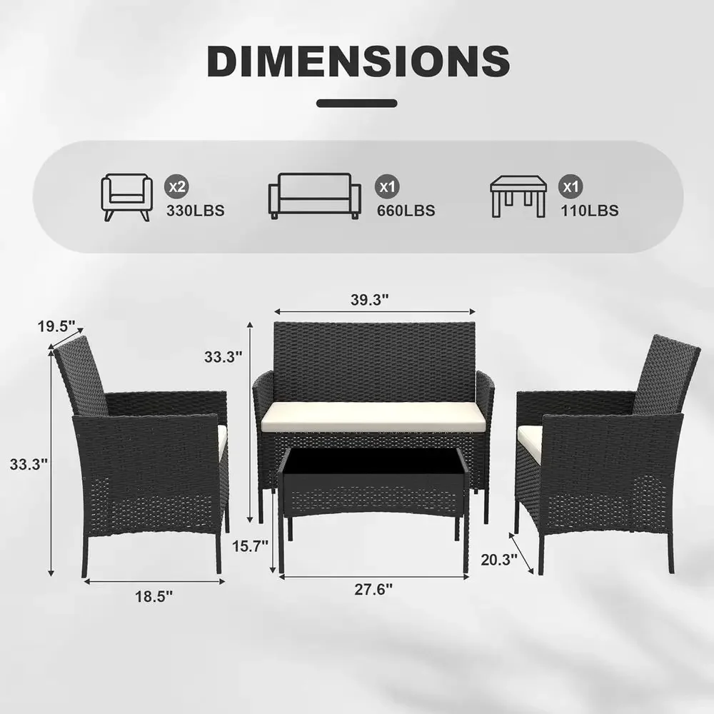 Set Furnitur Patio Rotan 4-Pot - Outdoor Furniture Loveseat ulasan dan harga