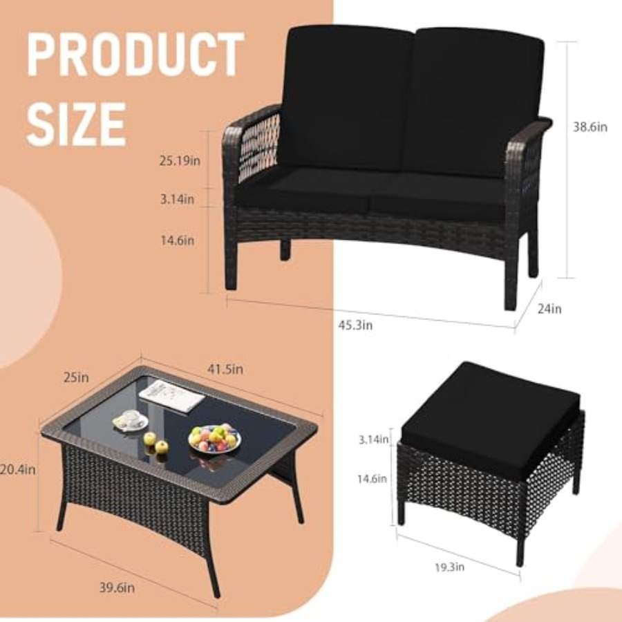 Set Furnitur Teras Luar Ruanga - Outdoor Furniture Loveseat ulasan dan harga